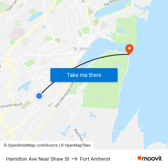 Hamilton Ave Near Shaw St to Fort Amherst map