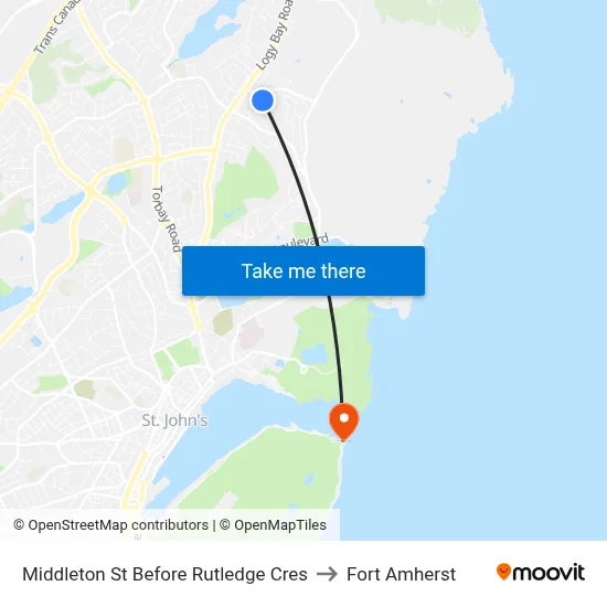 Middleton St Before Rutledge Cres to Fort Amherst map