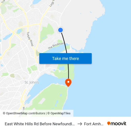 East White Hills Rd Before Newfoundland Dr to Fort Amherst map