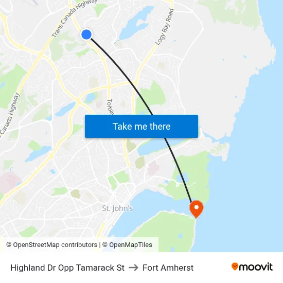 Highland Dr Opp Tamarack St to Fort Amherst map