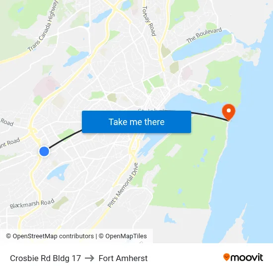 Crosbie Rd Bldg 17 to Fort Amherst map