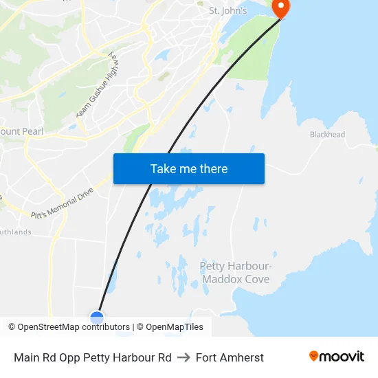 Main Rd Opp Petty Harbour Rd to Fort Amherst map
