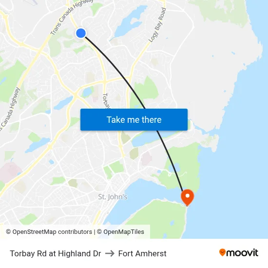 Torbay Rd at Highland Dr to Fort Amherst map