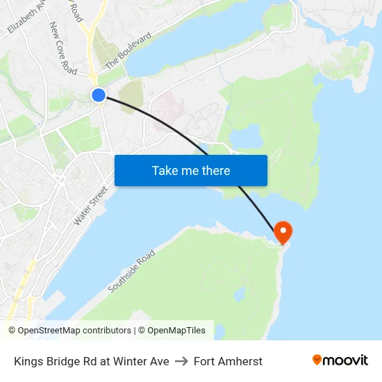 Kings Bridge Rd at Winter Ave to Fort Amherst map