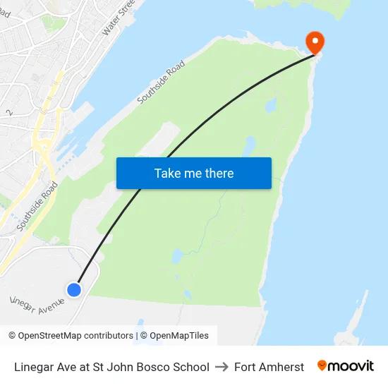 Linegar Ave at St John Bosco School to Fort Amherst map