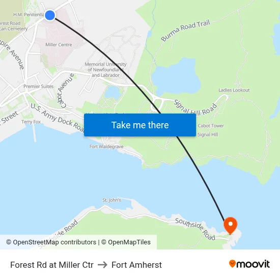 Forest Rd at Miller Ctr to Fort Amherst map
