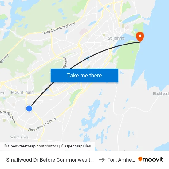 Smallwood Dr Before Commonwealth Ave to Fort Amherst map