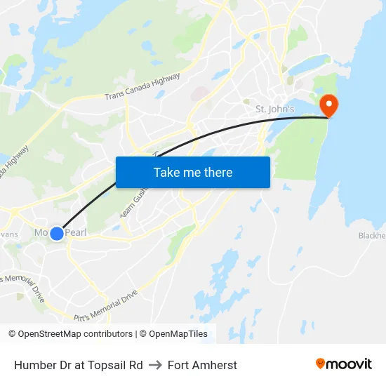 Humber Dr at Topsail Rd to Fort Amherst map