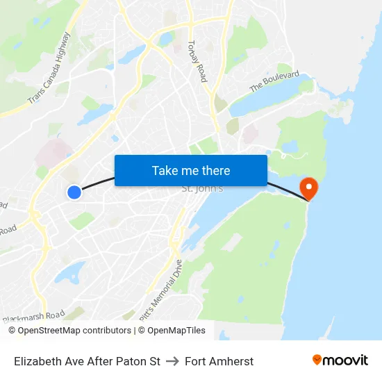 Elizabeth Ave After Paton St to Fort Amherst map