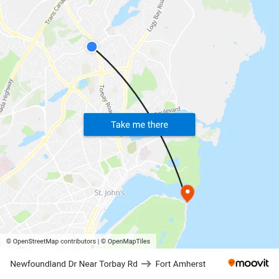 Newfoundland Dr Near Torbay Rd to Fort Amherst map