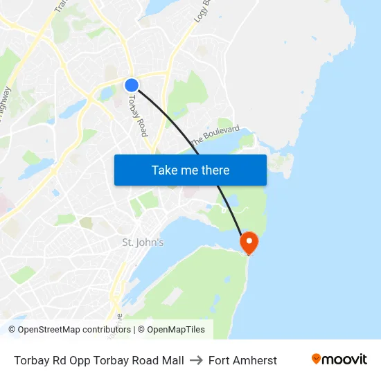 Torbay Rd Opp Torbay Road Mall to Fort Amherst map