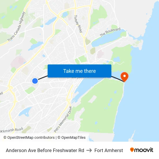 Anderson Ave Before Freshwater Rd to Fort Amherst map