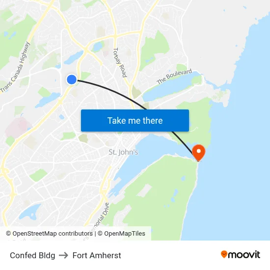 Confed Bldg to Fort Amherst map