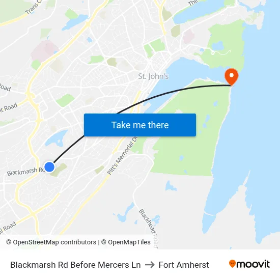 Blackmarsh Rd Before Mercers Ln to Fort Amherst map