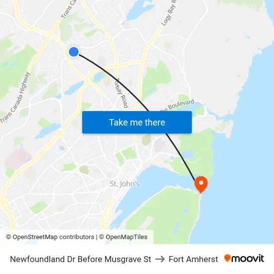 Newfoundland Dr Before Musgrave St to Fort Amherst map