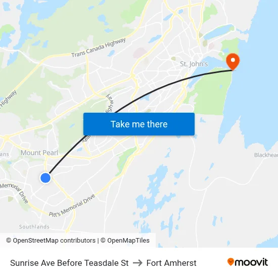 Sunrise Ave Before Teasdale St to Fort Amherst map