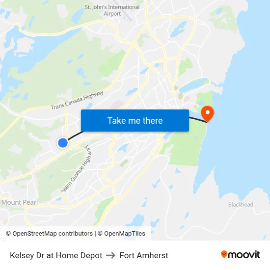Kelsey Dr at Home Depot to Fort Amherst map