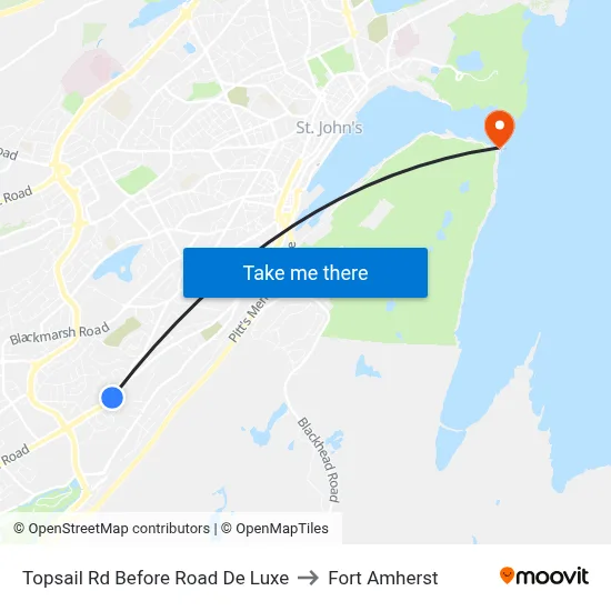Topsail Rd Before Road De Luxe to Fort Amherst map