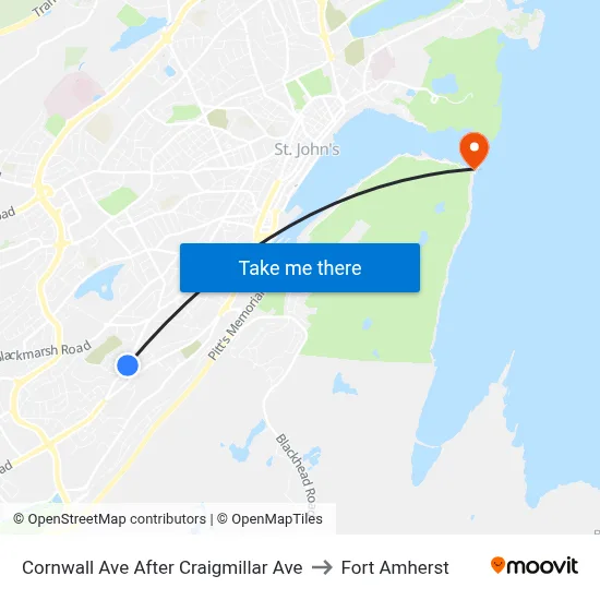 Cornwall Ave After Craigmillar Ave to Fort Amherst map