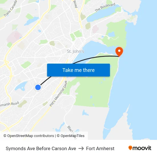 Symonds Ave Before Carson Ave to Fort Amherst map