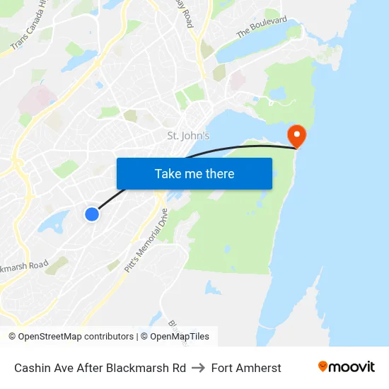 Cashin Ave After Blackmarsh Rd to Fort Amherst map
