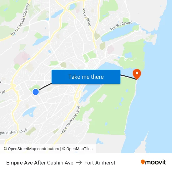 Empire Ave After Cashin Ave to Fort Amherst map