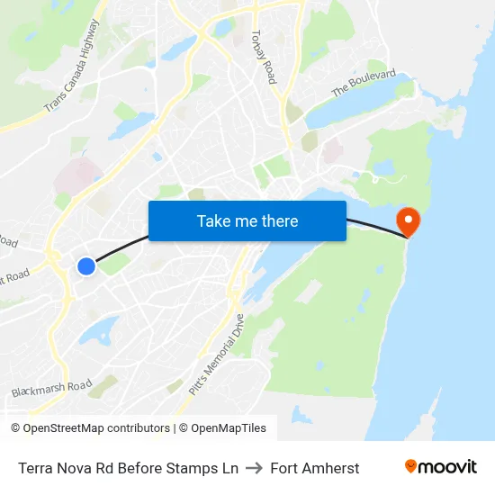 Terra Nova Rd Before Stamps Ln to Fort Amherst map