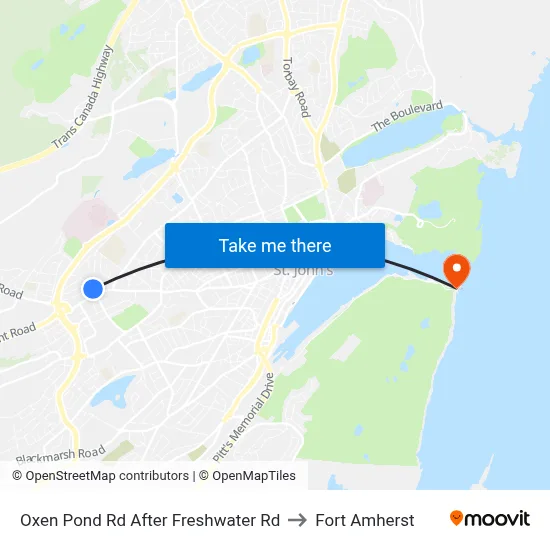 Oxen Pond Rd After Freshwater Rd to Fort Amherst map