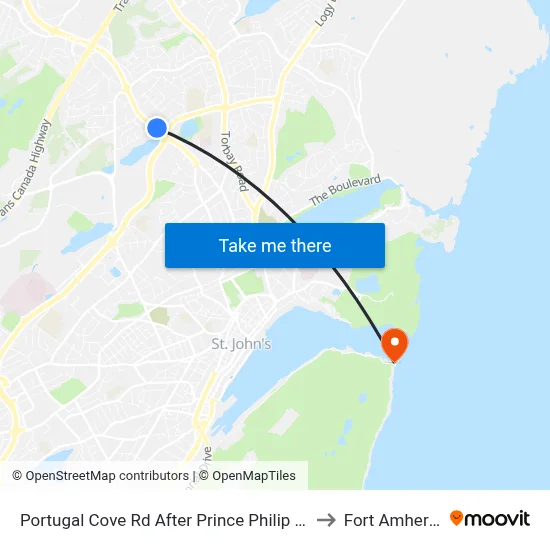 Portugal Cove Rd After Prince Philip Dr to Fort Amherst map