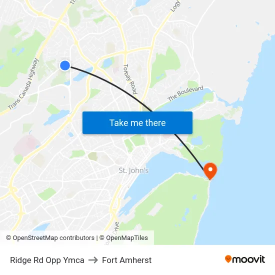 Ridge Rd Opp Ymca to Fort Amherst map