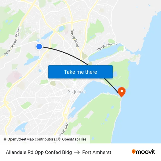 Allandale Rd Opp Confed Bldg to Fort Amherst map