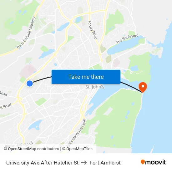 University Ave After Hatcher St to Fort Amherst map