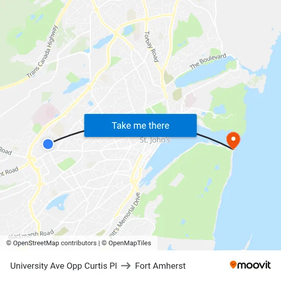 University Ave Opp Curtis Pl to Fort Amherst map
