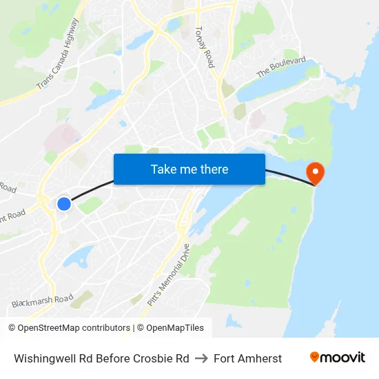 Wishingwell Rd Before Crosbie Rd to Fort Amherst map