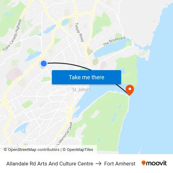 Allandale Rd Arts And Culture Centre to Fort Amherst map