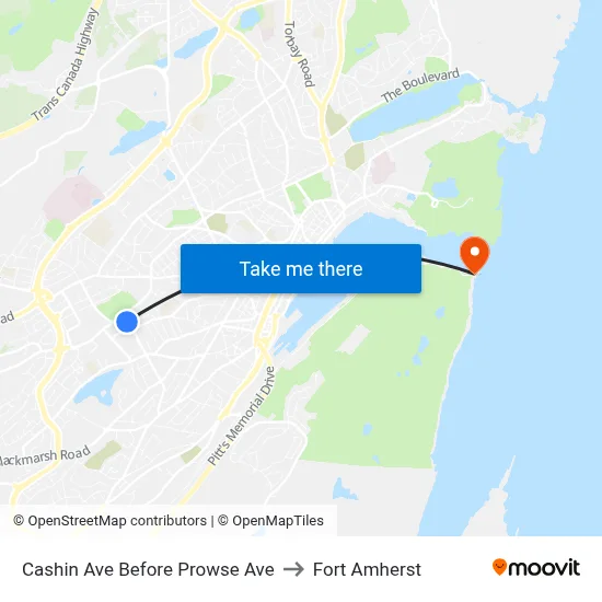 Cashin Ave Before Prowse Ave to Fort Amherst map