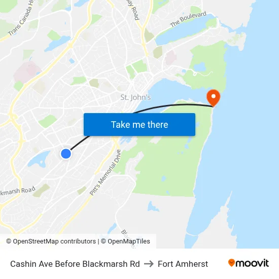 Cashin Ave Before Blackmarsh Rd to Fort Amherst map