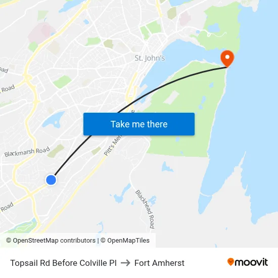 Topsail Rd Before Colville Pl to Fort Amherst map