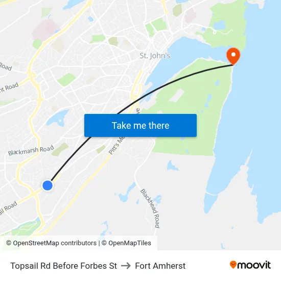 Topsail Rd Before Forbes St to Fort Amherst map