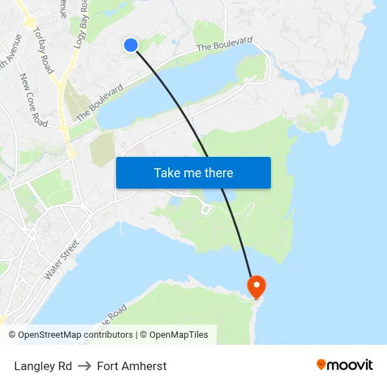 Langley Rd to Fort Amherst map