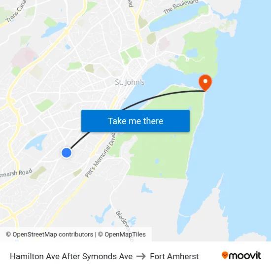 Hamilton Ave After Symonds Ave to Fort Amherst map