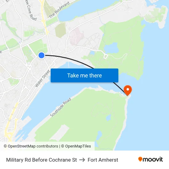 Military Rd Before Cochrane St to Fort Amherst map