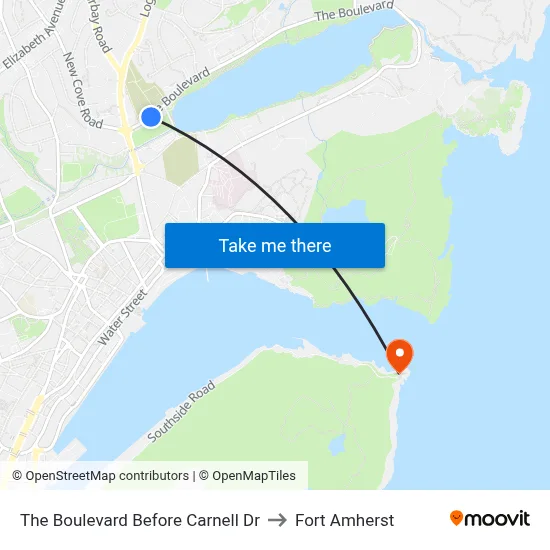 The Boulevard Before Carnell Dr to Fort Amherst map