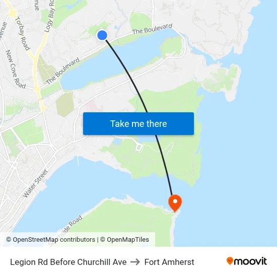 Legion Rd Before Churchill Ave to Fort Amherst map