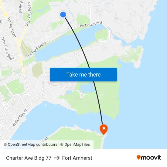 Charter Ave Bldg 77 to Fort Amherst map