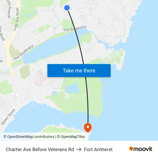 Charter Ave Before Veterans Rd to Fort Amherst map
