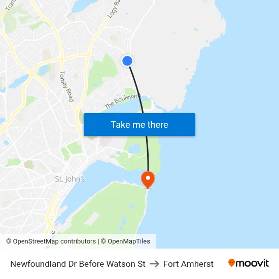 Newfoundland Dr Before Watson St to Fort Amherst map