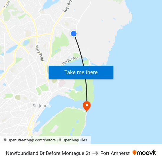 Newfoundland Dr Before Montague St to Fort Amherst map