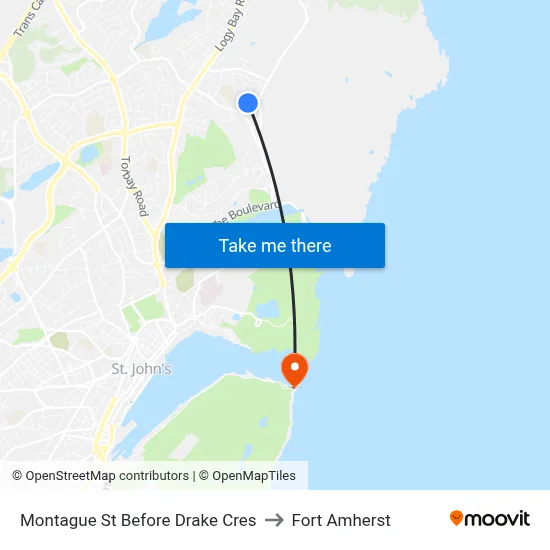 Montague St Before Drake Cres to Fort Amherst map