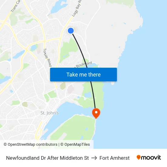Newfoundland Dr After Middleton St to Fort Amherst map